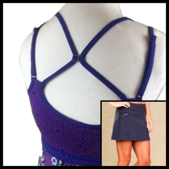 Athleta Strappy Shelf Bra Tank Top UPF 50+ Skort Set Purple XXS - Picture 2 of 7